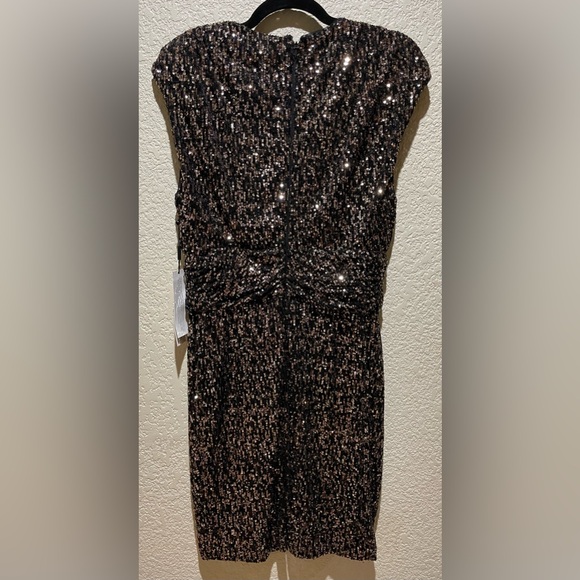 NWT Calvin Klein Sequins Cocktail Dress Bronze Black Size 10 - Picture 8 of 10